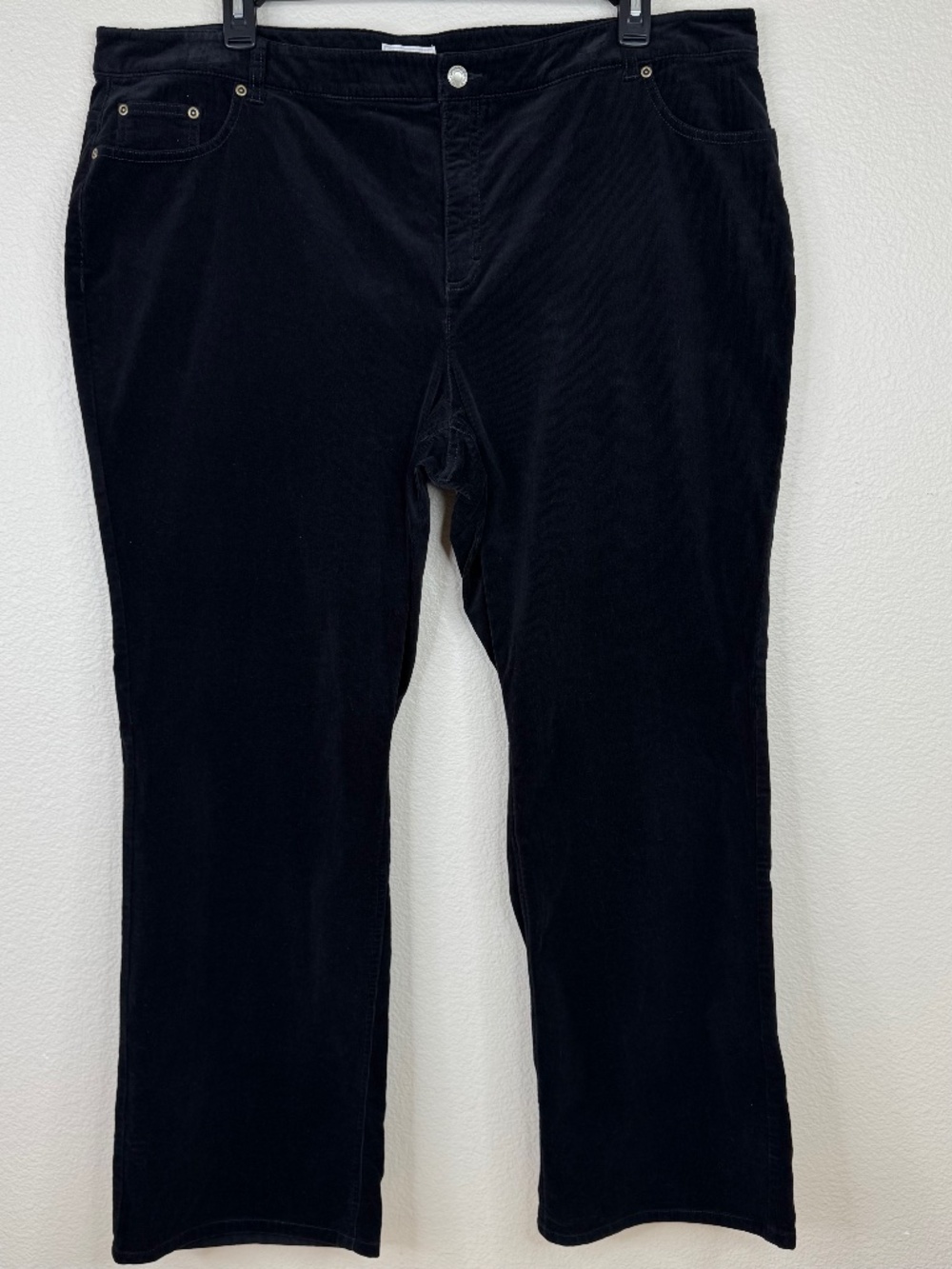 Charter Club Pant Shop Corduroy Pants 22W Black Stretch Straight Leg Plus Size